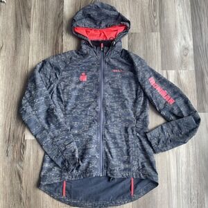 Sugoi Ironman Womens S Cycling Jacket Gray Pink Reflective Windbreaker Gorpcore